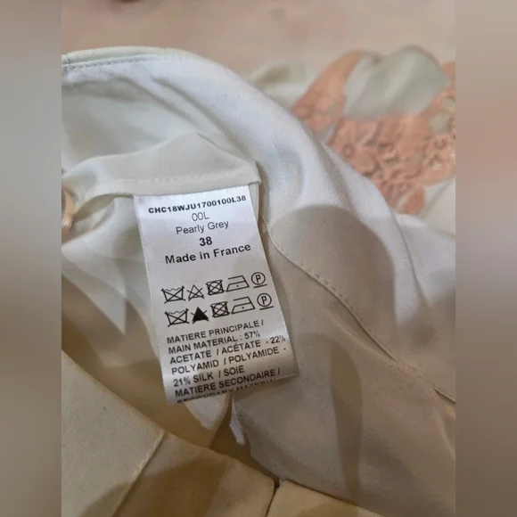 Chloé Silk Chiffon Lace Trim Pleated Midi Skirt – NWT, Size FR 38 Ivory - Picture 13 of 16